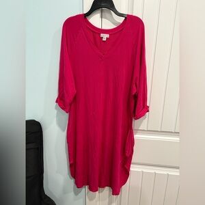 Sesoire Hot Pink Women's 2x Nightgown With Pockets